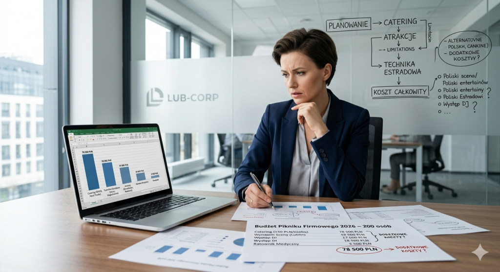 koszt-pikniku-firmowego-event - piknik firmowy z atrakcjami, sceną i gastronomią pokazujący koszt pikniku firmowego